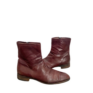 Bruno Magli Red Brown Leather Zip‎ Ankle Boots